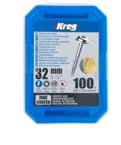 KREG Zinc Pocket Hole Screws 32MM 1.25" #7 Fine Thread MX LOC 100CT