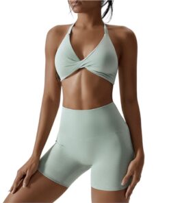 Ladies Active Wear - Twist Top with Short Gym Tights