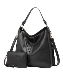 Ladies Black Satchel Shoulder Handbag with Sub Bag (HB-YL9035-BK)