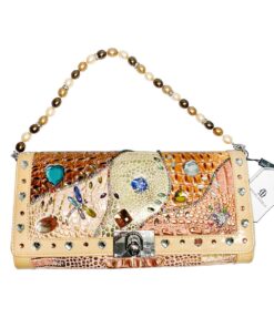 Ladies Brown Designer Clutch Bag with Jewels