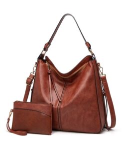 Ladies Brown Satchel Shoulder Handbag with Sub Bag - HB-YL9035-BR