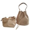 Ladies Drawstring Bucket Bag - Brown