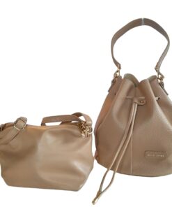 Ladies Drawstring Bucket Bag - Brown