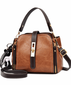 Ladies Fashion Classic Messenger PU Leather Shoulder Handbag - Brown