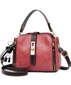 Ladies Fashion Classic Messenger PU Leather Shoulder Handbag - Pink