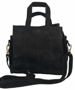 Ladies Genuine Leather Handbag in Nubuck/Buffalo or Cow - Black Nubuck