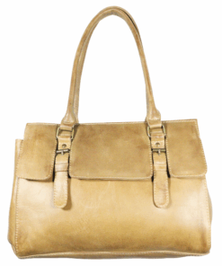Ladies Leather Handbag with Adjustable Strap - Tan