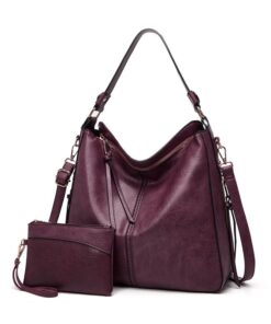 Ladies Mahogany Satchel Shoulder Handbag with Sub Bag - HB-YL9035-MG