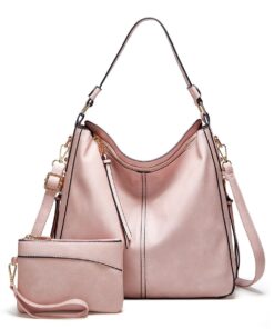 Ladies Pink Satchel Shoulder Handbag with Sub Bag (HB-YL9035-PI)