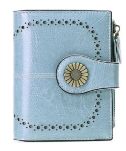 Ladies Portable Leather Wallet - light blue