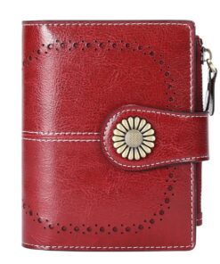 Ladies Portable Leather Wallet - Wine red