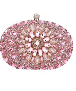 Ladies Rhinestone Clutch Bag - Pink