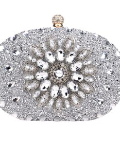 Ladies Rhinestone Clutch Bag - Silver