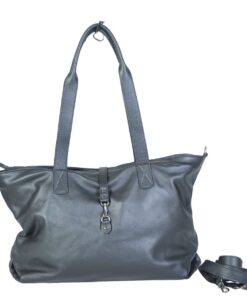Ladies Tote Sling Leather Handbag - Black