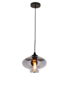 Lantern Smoke Chrome Glass Pendant Light - EMS