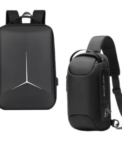 Laptop Backpack Plus Crossbody Bag with USB and Antitheft