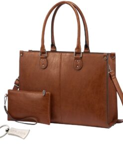 Laptop Bag 15.6" - Sadie - With Pouch and Keyring - Brown