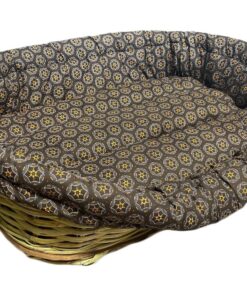 Large Basket Dog Bed with Cushion - Brown