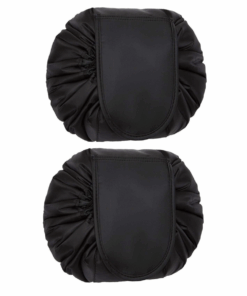 Large Capacity Drawstring Cosmetic Bag - Black - 2 Pack