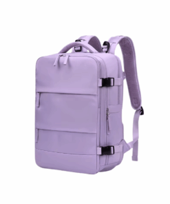 Large Capacity Expandable Travel Backpack with Shoe Compartment - Purple