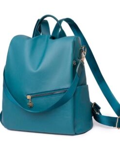 Large Capacity Female Travel Quality Faux Leather Fashion Bag - Blue