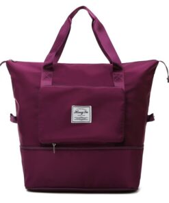 Large Capacity Folding Dry and Wet Separation Travel Sport Bag - Deep Purple