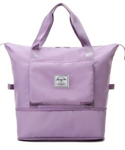 Large Capacity Folding Dry and Wet Separation Travel Sport Bag - Light Purple