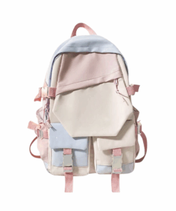 Large Capacity Multi-Pocket School Backpack - Blue & Pink