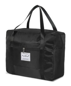 Large Capacity Unisex Folding Tote Handbag Travel Duffle Bag - Black