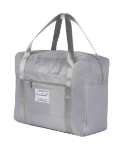 Large Capacity Unisex Folding Tote Handbag Travel Duffle Bag - Grey
