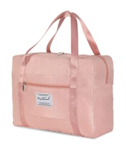 Large Capacity Unisex Folding Tote Handbag Travel Duffle Bag - Pink
