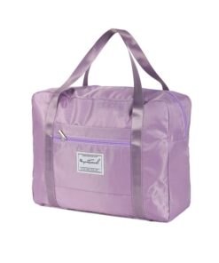 Large Capacity Unisex Folding Tote Handbag Travel Duffle Bag - Purple