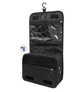 Large Capacity Unisex Hanging Travel Toiletry Bag with Sturdy Hook - Black