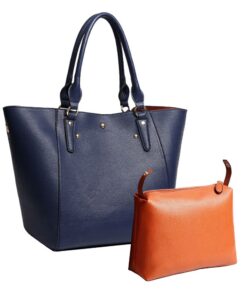 Large Capacity Women's Large Fashion PU Leather Handbag - Blue