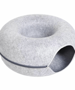 Large Cat/Pet Tunnel Donut Bed - Light Grey