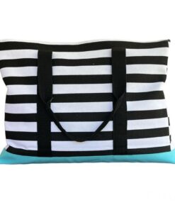 Large Cotton Road Beach Bag - Black, Blue