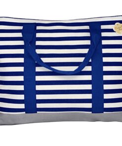 Large Cotton Road Beach Bag - Blue, Grey