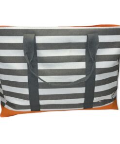 Large Cotton Road Beach Bag - Grey, Orange
