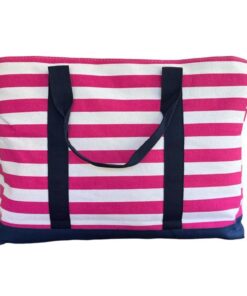 Large Cotton Road Beach Bag - Pink, Blue