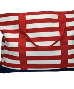 Large Cotton Road Beach Bag - Red, Blue