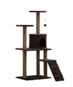 Large House Wood Scratcher Cat Tree House - Brown