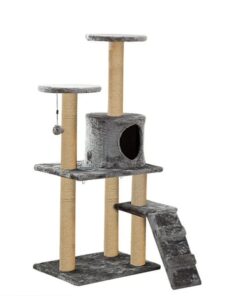Large House Wood Scratcher Cat Tree House - Grey