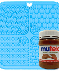 Large Lick Mat (20CM) With Doggy Mutelo - For Bath Time, Play Time And More - Blue