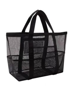 Large Multi-Use Lightweight Mesh Beach Organising Cary Bag Toy Tote Bag - Black