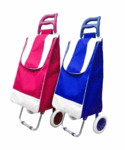 Large Shopping Trolley Bag Push Tote Foldable Grocery Luggage - Red&Blue