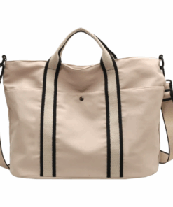 Large Tote Bag with Adjustable Strap and Top Handle - Beige