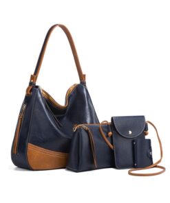 Large Tote Bags Purse Set 4 Pieces For Women Fashion Shoulder Bag - Blue