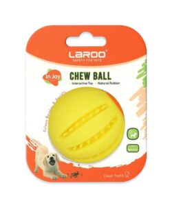 LaRoo Natural Rubber Dog Feeder Puzzle Toy Ball - Yellow