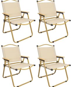 Lawn Chair Ultralight Folding Camping Chair, Director's Chair pack of 4 - Beige