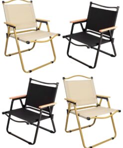 Lawn Chair Ultralight Folding Camping Chair, Director's Chair pack of 4 - Black&Beige